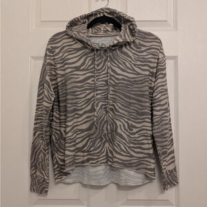 New Chaser Zebra Print Hoodie M Animal Safari lightweight Casual Pullover